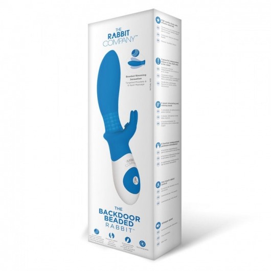 Синий анальный вибратор BEADED BACKDOOR RABBIT - The Rabbit Company