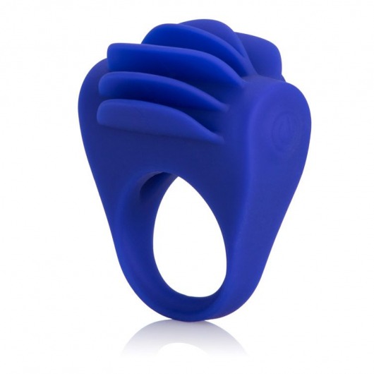 Синее эрекционное кольцо с рёбрышками и вибрацией Silicone Fluttering Enhancer - California Exotic Novelties - в Нижнем Новгороде купить с доставкой