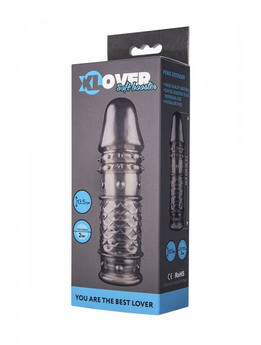 Дымчатая закрытая насадка ToyFa XLover с чешуйками и пупырышками - 13,5 см. - ToyFa - в Нижнем Новгороде купить с доставкой