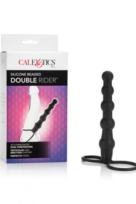 Насадка на пенис для двойного проникновения Silicone Beaded Double Rider - 14 см. - California Exotic Novelties - в Нижнем Новгороде купить с доставкой