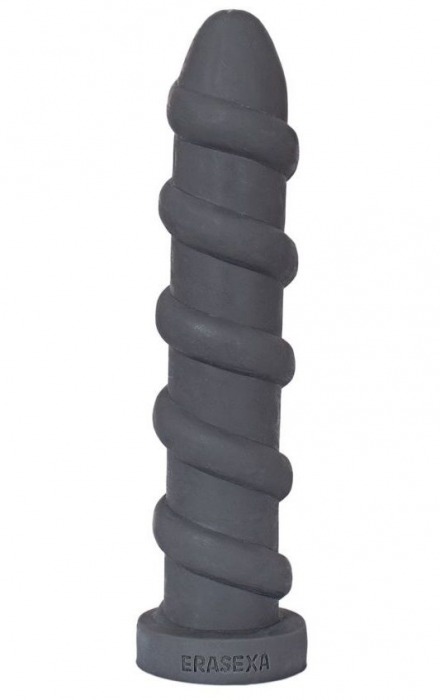 Серый анальный стимулятор со спиралевидным рельефом - 31 см. - Erasexa