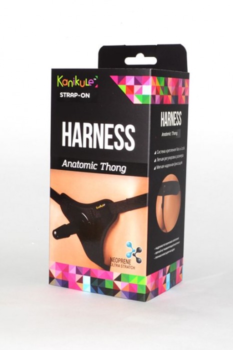Чёрные трусики с плугом Kanikule Strap-on Harness Anatomic Thong - Kanikule - купить с доставкой в Нижнем Новгороде