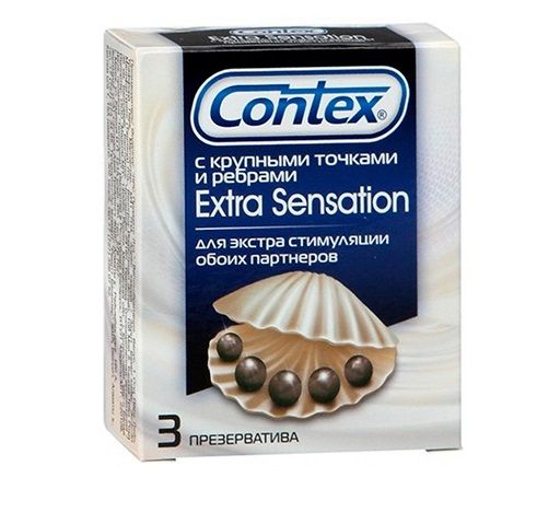 Презервативы с крупными точками и рёбрами Contex Extra Sensation - 3 шт. - Contex - купить с доставкой в Нижнем Новгороде