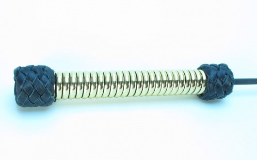 Чёрный королевский стек с золотистой рукоятью - 76 см. - БДСМ Арсенал - купить с доставкой в Нижнем Новгороде