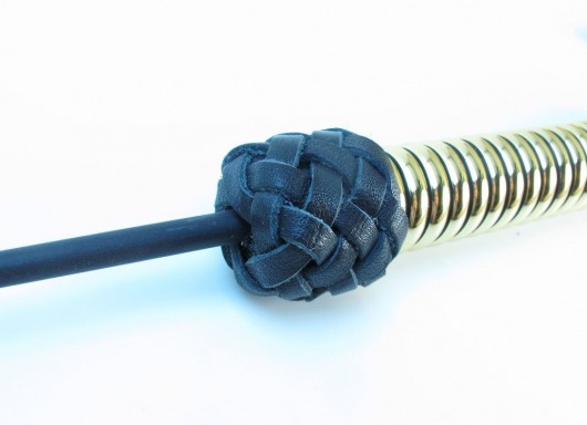 Чёрный королевский стек с золотистой рукоятью - 76 см. - БДСМ Арсенал - купить с доставкой в Нижнем Новгороде