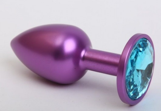 Фиолетовая анальная пробка с голубым стразом - 7,6 см. - 4sexdreaM - купить с доставкой в Нижнем Новгороде