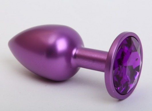 Фиолетовая анальная пробка с фиолетовым стразом - 7,6 см. - 4sexdreaM - купить с доставкой в Нижнем Новгороде