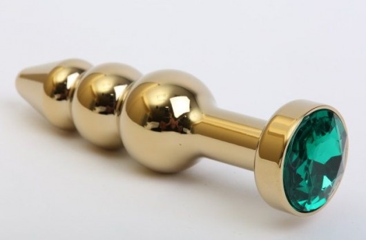 Золотистая анальная ёлочка с зеленым кристаллом - 11,2 см. - 4sexdreaM - купить с доставкой в Нижнем Новгороде