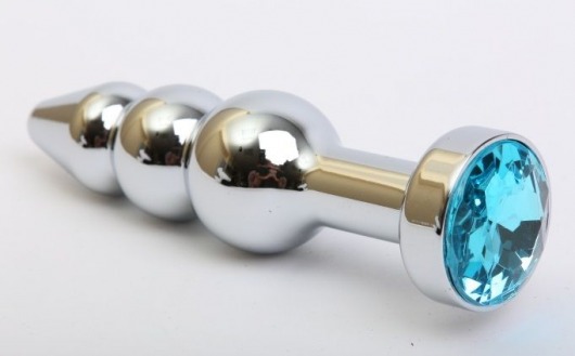 Серебристая анальная ёлочка с голубым кристаллом - 11,2 см. - 4sexdreaM - купить с доставкой в Нижнем Новгороде