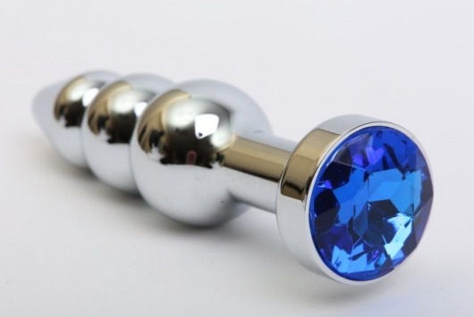 Серебристая анальная ёлочка с синим кристаллом - 11,2 см. - 4sexdreaM - купить с доставкой в Нижнем Новгороде