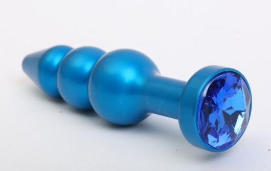 Синяя фигурная анальная пробка с синим кристаллом - 11,2 см. - 4sexdreaM - купить с доставкой в Нижнем Новгороде