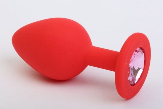 Красная силиконовая пробка с розовым стразом - 7,1 см. - 4sexdreaM - купить с доставкой в Нижнем Новгороде