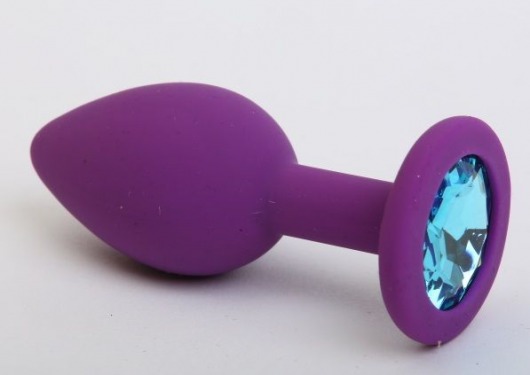 Фиолетовая силиконовая пробка с голубым стразом - 7,1 см. - 4sexdreaM - купить с доставкой в Нижнем Новгороде