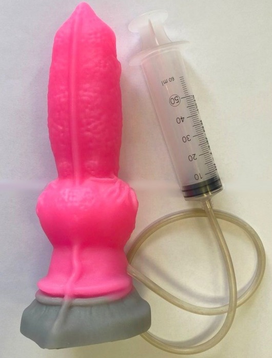 Розовый фаллоимитатор собаки  Акита  с эякуляцией - 25 см. - Erasexa - купить с доставкой в Нижнем Новгороде