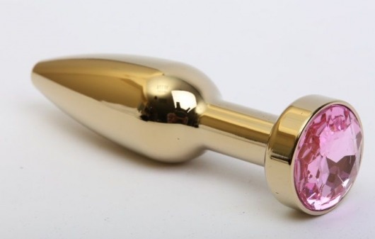 Золотистая анальная пробка с розовым кристаллом - 11,2 см. - 4sexdreaM - купить с доставкой в Нижнем Новгороде