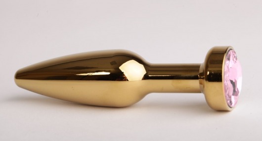 Золотистая анальная пробка с розовым кристаллом - 11,2 см. - 4sexdreaM - купить с доставкой в Нижнем Новгороде