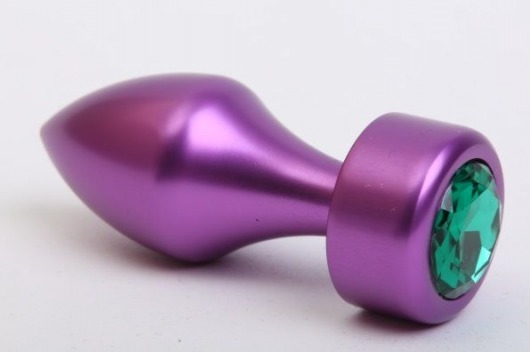 Фиолетовая анальная пробка с широким основанием и зелёным кристаллом - 7,8 см. - 4sexdreaM - купить с доставкой в Нижнем Новгороде