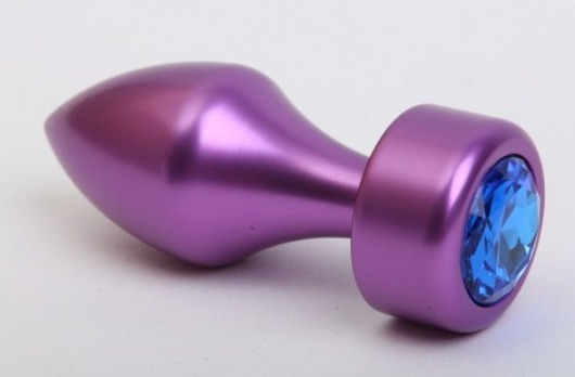 Фиолетовая анальная пробка с широким основанием и синим кристаллом - 7,8 см. - 4sexdreaM - купить с доставкой в Нижнем Новгороде