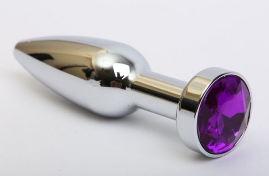 Удлинённая серебристая пробка с фиолетовым кристаллом - 11,2 см. - 4sexdreaM - купить с доставкой в Нижнем Новгороде