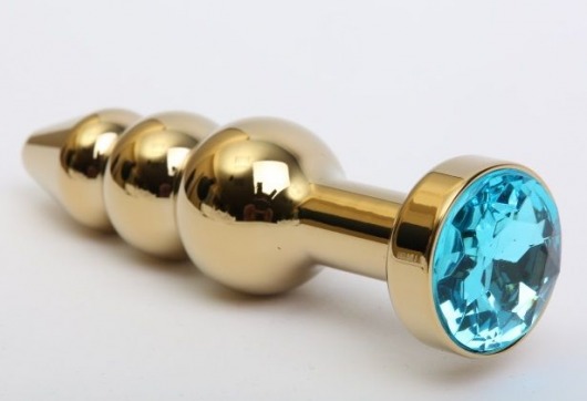 Золотистая анальная ёлочка с голубым кристаллом - 11,2 см. - 4sexdreaM - купить с доставкой в Нижнем Новгороде