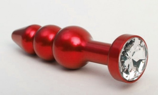 Красная анальная ёлочка с прозрачным кристаллом - 11,2 см. - 4sexdreaM - купить с доставкой в Нижнем Новгороде