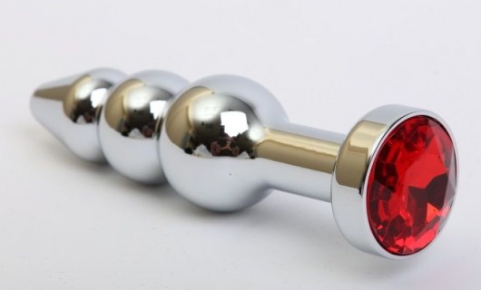 Серебристая анальная ёлочка с красным кристаллом - 11,2 см. - 4sexdreaM - купить с доставкой в Нижнем Новгороде