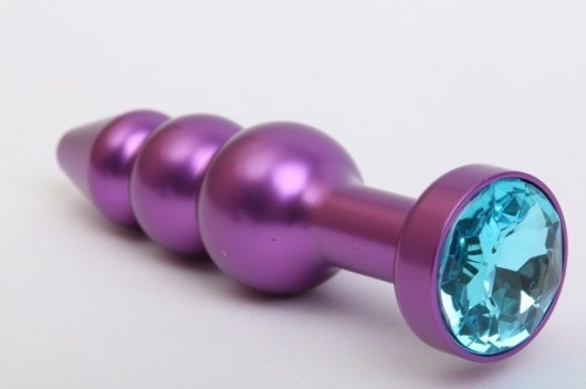 Фиолетовая фигурная анальная ёлочка с голубым кристаллом - 11,2 см. - 4sexdreaM - купить с доставкой в Нижнем Новгороде