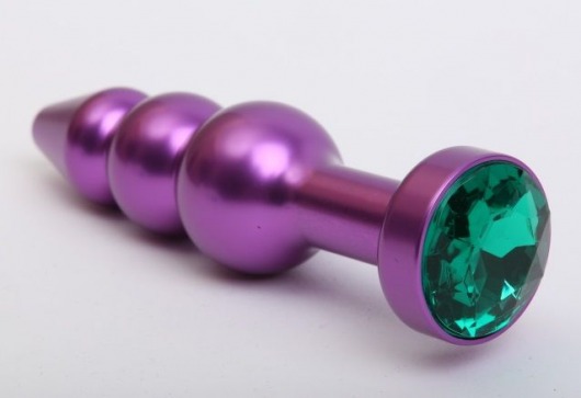 Фиолетовая фигурная анальная ёлочка с зелёным кристаллом - 11,2 см. - 4sexdreaM - купить с доставкой в Нижнем Новгороде