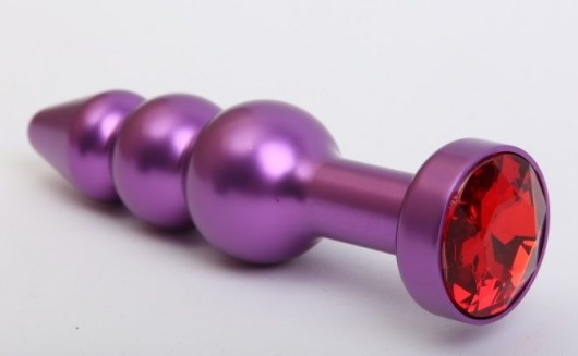 Фиолетовая фигурная анальная ёлочка с красным кристаллом - 11,2 см. - 4sexdreaM - купить с доставкой в Нижнем Новгороде