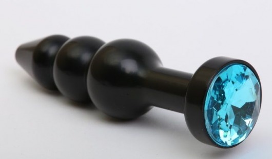Чёрная анальная ёлочка с голубым кристаллом - 11,2 см. - 4sexdreaM - купить с доставкой в Нижнем Новгороде