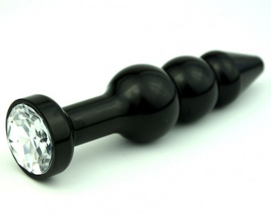 Чёрная анальная ёлочка с прозрачным кристаллом - 11,2 см. - 4sexdreaM - купить с доставкой в Нижнем Новгороде
