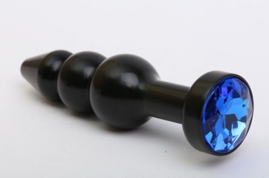 Чёрная анальная ёлочка с синим кристаллом - 11,2 см. - 4sexdreaM - купить с доставкой в Нижнем Новгороде