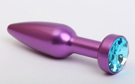 Фиолетовая анальная пробка с голубым стразом - 11,2 см. - 4sexdreaM - купить с доставкой в Нижнем Новгороде