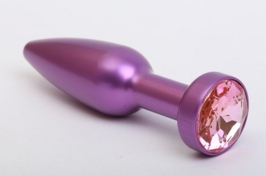 Фиолетовая анальная пробка с розовым стразом - 11,2 см. - 4sexdreaM - купить с доставкой в Нижнем Новгороде