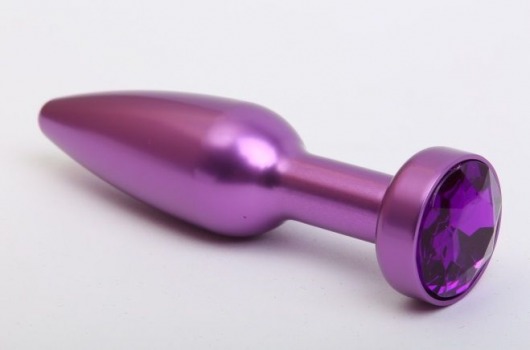 Фиолетовая анальная пробка с фиолетовым стразом - 11,2 см. - 4sexdreaM - купить с доставкой в Нижнем Новгороде