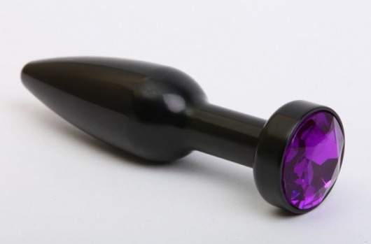 Чёрная удлинённая пробка с фиолетовым кристаллом - 11,2 см. - 4sexdreaM - купить с доставкой в Нижнем Новгороде