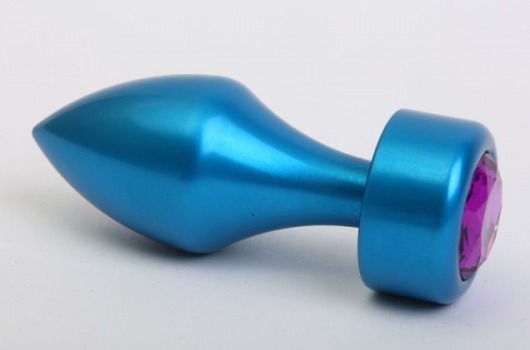 Синяя анальная пробка с фиолетовым стразом - 7,8 см. - 4sexdreaM - купить с доставкой в Нижнем Новгороде