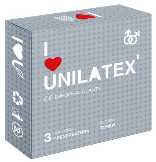 Презервативы с точками Unilatex Dotted - 3 шт. - Unilatex - купить с доставкой в Нижнем Новгороде
