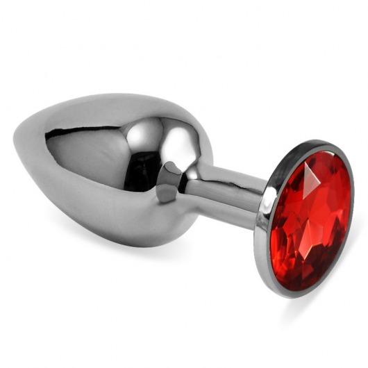 Серебристая анальная пробка с красным кристаллом размера L - 9 см. - Vandersex - купить с доставкой в Нижнем Новгороде