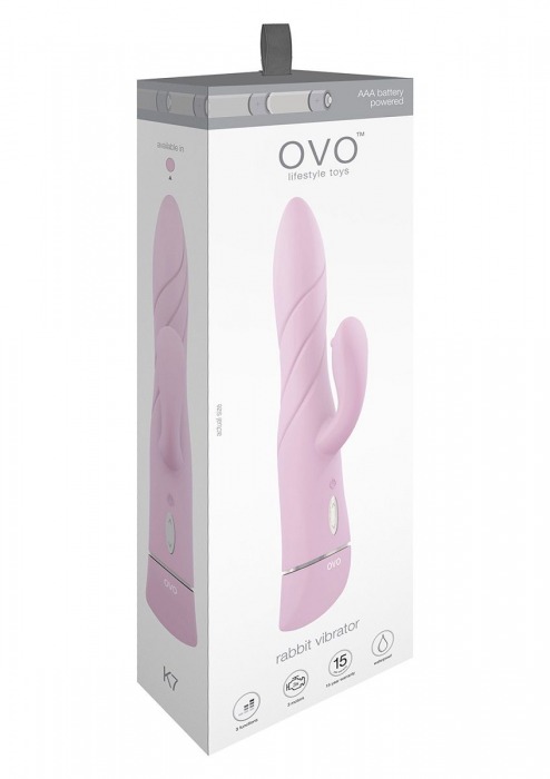 Розовый вибратор OVO K7 с клиторальным стимулятором - OVO