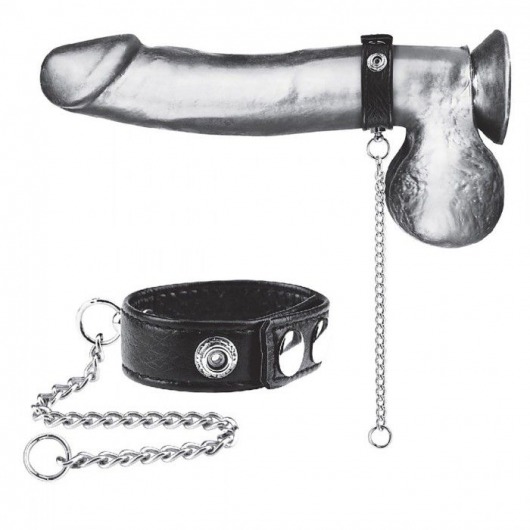 Утяжка на пенис с поводком Snap Cock Ring With 12  Leash - BlueLine - купить с доставкой в Нижнем Новгороде