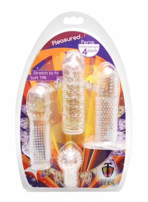 Набор из 4 насадок на член Pleasured Penis Enhancement Sleeve 4 Pack - XR Brands - в Нижнем Новгороде купить с доставкой