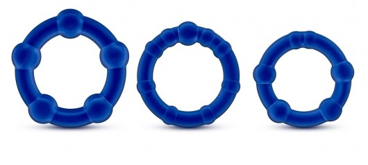 Набор из 3 синих эрекционных колец Stay Hard Beaded Cockrings - Blush Novelties - в Нижнем Новгороде купить с доставкой