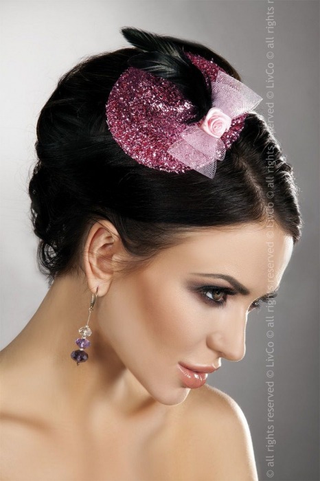 Блестящая розовая шляпка с розочкой - Livia Corsetti купить с доставкой