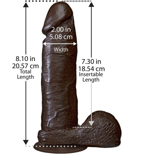 Коричневый фаллоимитатор The Realistic Cock 8” with Removable Vac-U-Lock Suction Cup - 20,57 см. - Doc Johnson