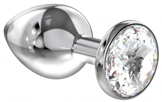 Большая серебристая анальная пробка Diamond Clear Sparkle Large с прозрачным кристаллом - 8 см. - Lola Games - купить с доставкой в Нижнем Новгороде