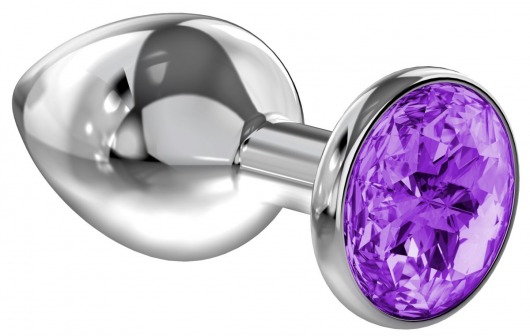 Большая серебристая анальная пробка Diamond Purple Sparkle Large с фиолетовым кристаллом - 8 см. - Lola Games - купить с доставкой в Нижнем Новгороде