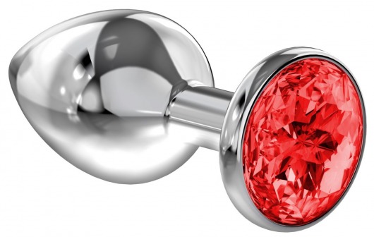 Большая серебристая анальная пробка Diamond Red Sparkle Large с красным кристаллом - 8 см. - Lola Games - купить с доставкой в Нижнем Новгороде