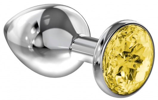 Большая серебристая анальная пробка Diamond Yellow Sparkle Large с жёлтым кристаллом - 8 см. - Lola Games - купить с доставкой в Нижнем Новгороде