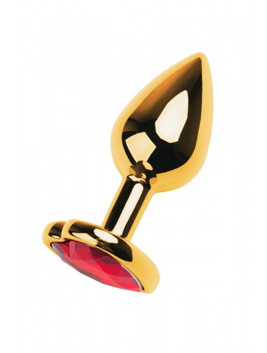 Золотистая анальная пробка с кристаллом-сердцем - 7,5 см. - ToyFa - купить с доставкой в Нижнем Новгороде